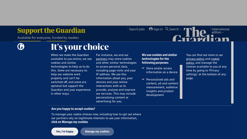 Latest news, comment and reviews from the Guardian
Latest news, sport, business, comment, analysis and reviews from the Guardian, the world's leading liberal voice
Network front thumbnail