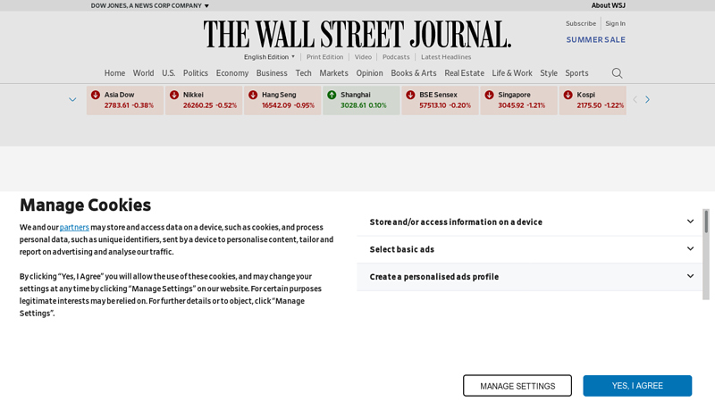 Asia Edition - Wall Street Journal - Latest News, Breaking Stories, Top Headlines - WSJ.com
WSJ coverage of today's breaking news and headlines from Asia. Top stories, photos, videos and detailed news analysis and reporting.
headline news, daily news, breaking news, business news, political news, sports news, current news, europe news, world news, asian news, computer news, airline news, banking news, consumer news, health news